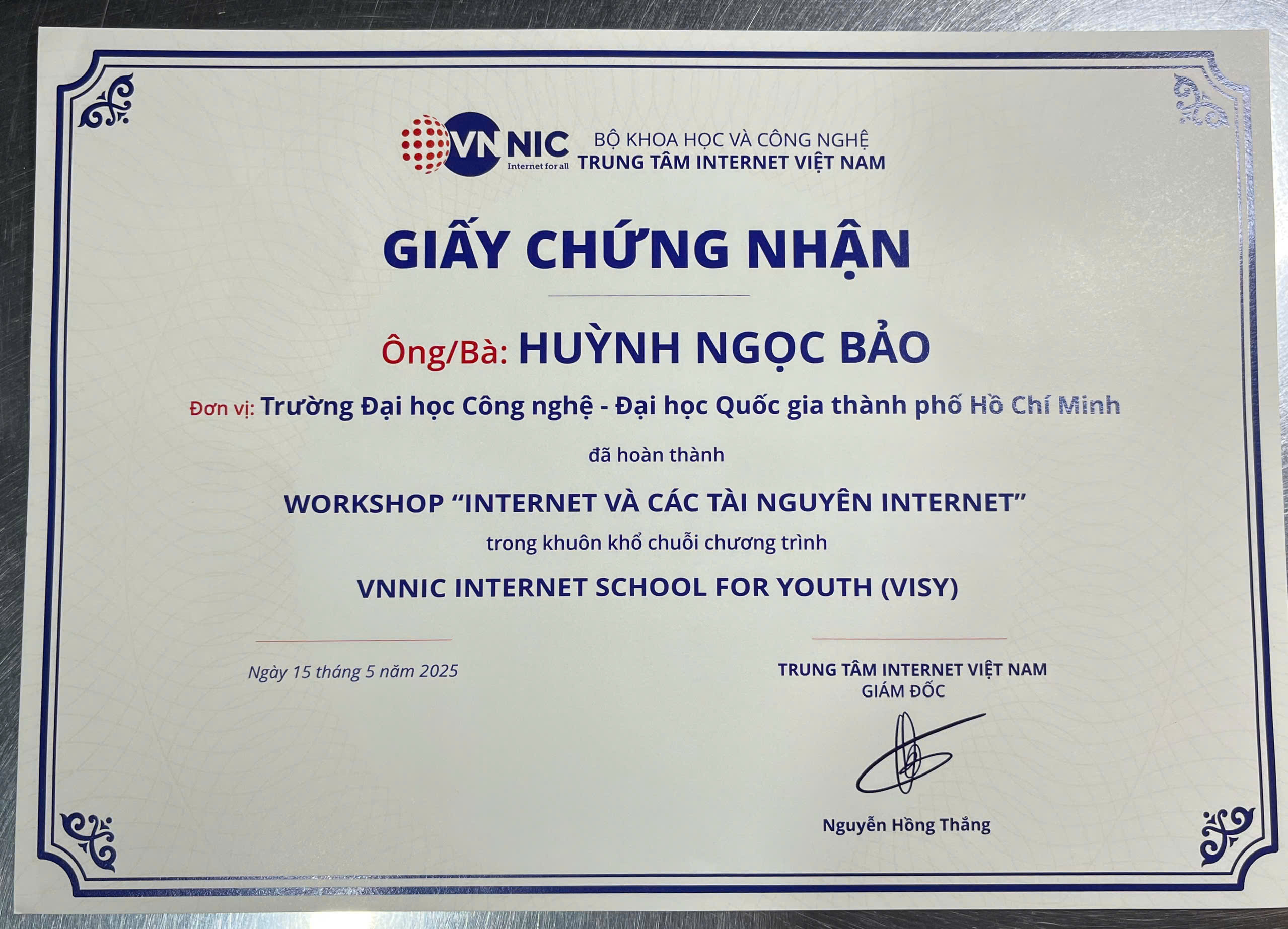 Internet and Resources Certificate